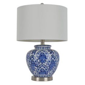 Ceramic Table Lamp, Blue and White
