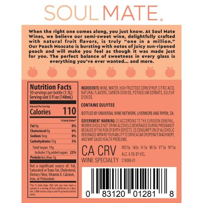 Soul Mate Peach Moscato White Wine (1.5L) - Sam's Club