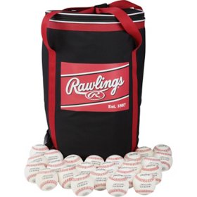 Rawlings Official League Competition Grade 14U Baseballs and Soft Sided Ball Bag with Carry Straps, 24 ROLB1X Baseballs (Ages 14 & Under)