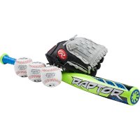 Rawlings Official Youth Tball Bundle (24" Rapor USA Tball Bat, 9.5" Sure Catch Glove, and 3 TVB  Tballs)