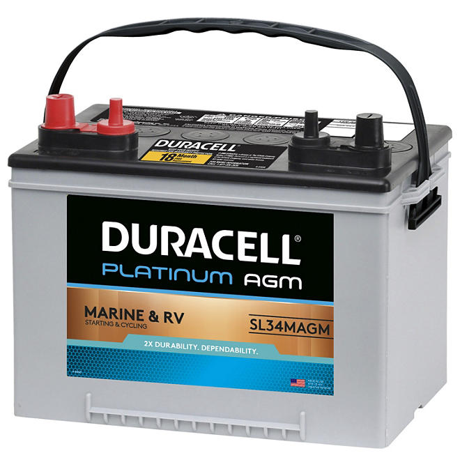 Duracell AGM Deep Cycle Marine and RV Battery, Group Size 34M 