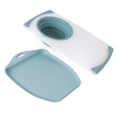 RW Base Gray Plastic Over the Sink Cutting Board - with Collapsible  Strainer - 19 3/4 x 11 1/4 - 1 count box