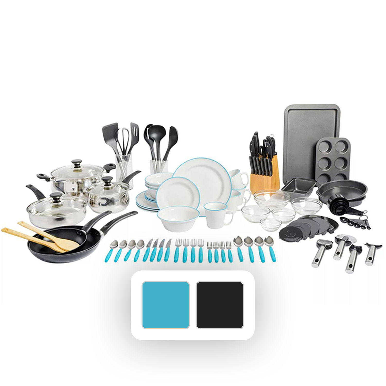 Gibson Home 95-Piece Kitchen Combo Set-Teal