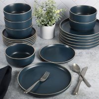 Gibson Home Everyday Essential Coupe 18-Piece Dinnerware Set, Service for 6 (Assorted Colors)
