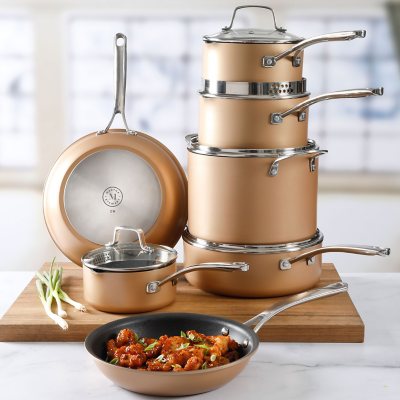 Martha Stewart 12 Piece Hard Anodized Nonstick Aluminum Cookware Set in Copper