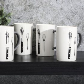 Babish 4-Piece Fork and Spoon Latte Mug Set