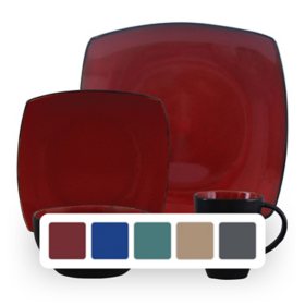 Gibson Home Soho Lounge 16-Piece Reactive Glaze Dinnerware Set, Choose Color