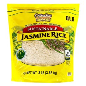 Golden Star Prime Grade Thai Hom Mali Sustainable Jasmine Rice, 8 lbs.