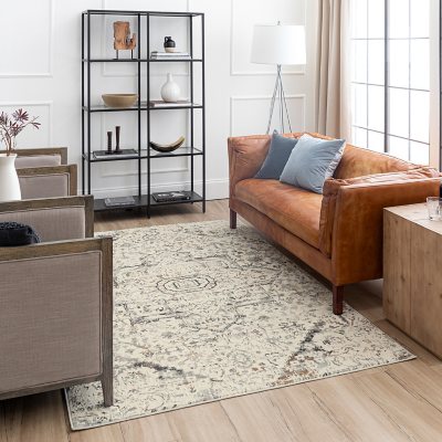 Cleo Icarus Cream Area Rug, 5'3'x8':- 5'3'x8'