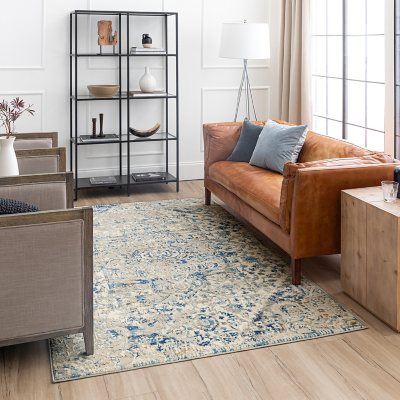 Cleo Icarus Blue Area Rug, 7'10'x10':- 7'10'x10'