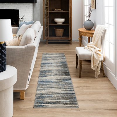 Cleo Orpheus Grey and Dark Blue Area Rug, 2'x2'11':- 2'x2'11'