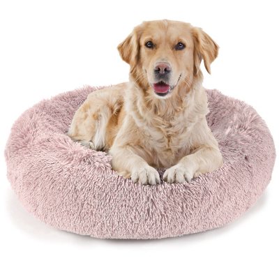 Sam's Pets Kuai Bent Dark Brown Wood Faux Fur Dog Bed Small