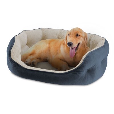 Canine Creations Cozy Oval Round Cuddler Pet Bed, 33' x 27' - Blue