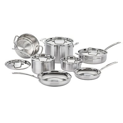  Cuisinart 12 Piece Cookware Set, MultiClad Pro Triple Ply,  Silver, MCP-12N: Pots And Pans: Home & Kitchen