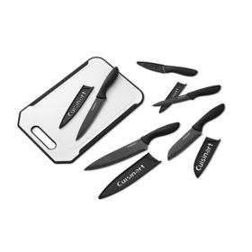 EatNeat 12-PC Color Knife Set, 5 SS Knives w/Sheaths, Cutting Board &  Sharpener 