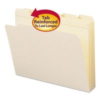 Smead 1/5 Cut Assorted Positions File Folders, Reinforced Top Tab, Letter, Manila, 100ct.