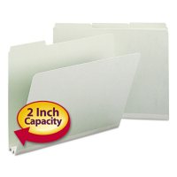 Smead 2" Recycled Expansion Folder, 1/3 Cut Assorted Positions, Letter, Gray Green, 25ct.