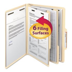 Smead 2/5 Cut Tab Six-Section Classification Folders with Divider, Manila Letter, 10ct.