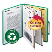 Smead 2" Expansion Pressboard Classification Folder, Two Dividers, Letter, Green, 10ct.