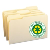 Smead 100% Recycled 1/3 Cut Assorted Position File Folders, Legal, Manila, 100ct.