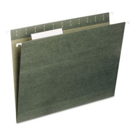 Smead 1/3 Cut Adjustable Positions Hanging File Folders, Green Letter, 25ct.