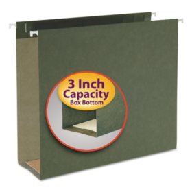 Smead Three Inch Capacity Box Bottom Hanging File Folders, Green (Letter,  25ct.)