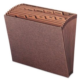 Smead 12 Pocket Jan-Dec TUFF Accordion Expansion File, Open Top, Letter, Redrope 