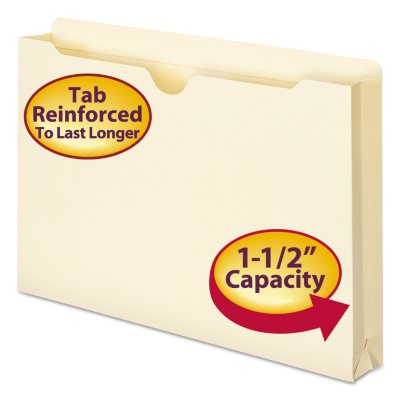 Smead File Jackets Legal - 8 1/2  x 14  Sheet Size - 1 1/2  Expansion - 11 pt. Folder Thickness - Manila - Manila - 2.14 oz - Recycled - 50 / Box