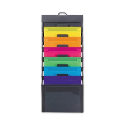 Smead Cascading Wall Organizer Gray With 6 Bright Color Pockets