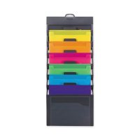 Smead Cascading Wall Organizer, Gray with 6 Bright Color Pockets (14 1/4" x 33", Letter)
