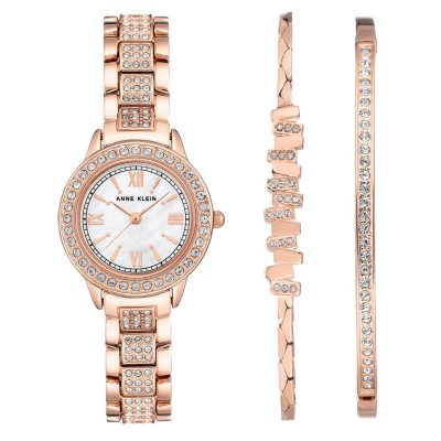 Anne klein women's swarovski crystal hot sale accented watch and bracelet set