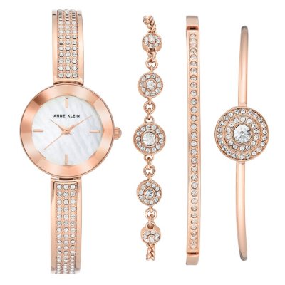 Anne Klein Women's Swarovski Crystal Accented Watch and Bracelet Set -  Sam's Club