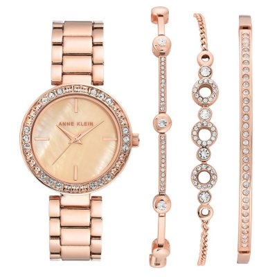 Anne klein women's swarovski crystal accented watch and bracelet set best sale