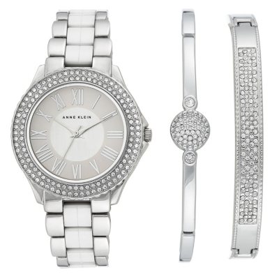 vat Necklet Scheiding Anne Klein Women's Swarovski Crystal Accented Watch and Bracelet Set -  Sam's Club