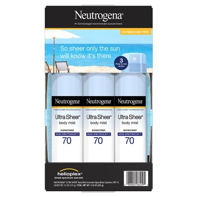 St fortjener hensigt Neutrogena Ultra Sheer Body Mist Sunscreen Spray, SPF 70 (5 oz., 3 pk.) -  Sam's Club