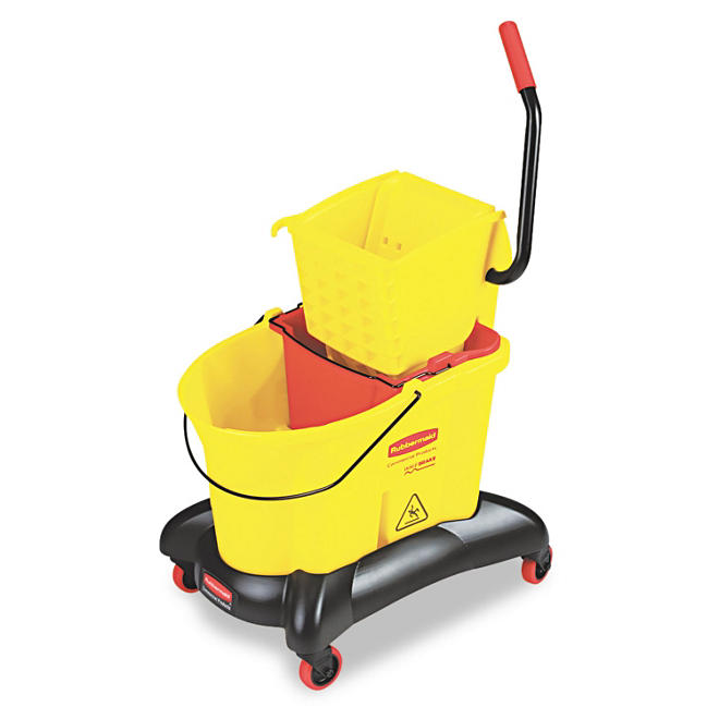 Rubbermaid Commercial - Wavebrake 35 Qt Dual Water Side Press Mop Bucket & Wringer -  Yellow