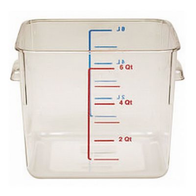 Two 6 QT clear food storage containers with lids. Sam's Club