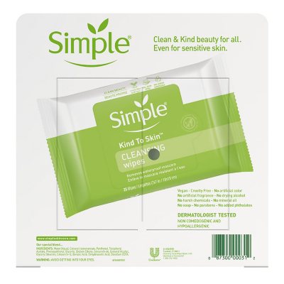 Simple Cleansing Facial Wipes (25 ct., 4 pk.) - Sam's Club