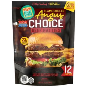 Don Lee Farms Flame Grilled Angus Choice Beef Patties, Frozen, 3 lbs.