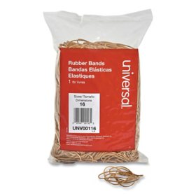 Universal Rubber Bands, Size 16, 0.04" Gauge, Beige, 1 lb Box, 1,900/Pack