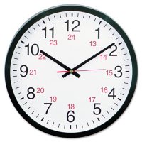 Universal® 24-Hour Round Wall Clock, 12 5/8", Black