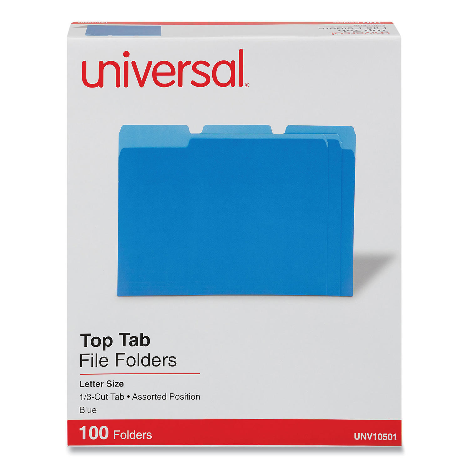 UPC 087547105016 product image for Universal® File Folders, 1/3 Cut One-Ply Top Tab, Letter, Blue/Light Blue, 100/B | upcitemdb.com