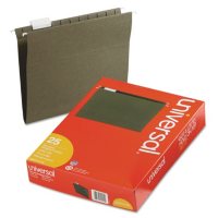 Universal 1/5 Tab Hanging File Folders, 11 Point Stock, Letter, Standard Green, 25ct.