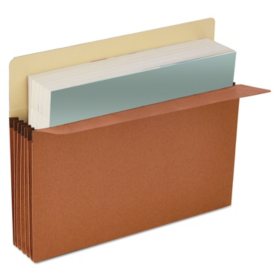 Universal 3 1/2" Expansion File Pockets, Straight Tab, Redrope/Manila, 25/Box, Various Types