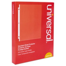 Universal® Standard Sheet Protector, Standard, 8-1/2" x 11, Clear, 200/Box