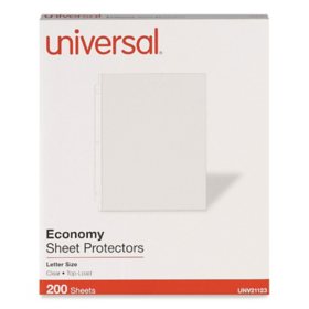 Universal® Standard Sheet Protector, Economy, 8-1/2" x 11, Clear, 200/Box