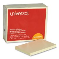 Universal Self-Stick Note Pads, 3 x 5, Yellow, 100-Sheet, 12/Pack