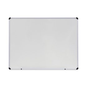 Universal Melamine Dry Erase Board, 48" x 36", White, Black/Gray Aluminum/Plastic Frame
