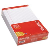 Universal Perforated Edge Writing Pad, Wide/Margin Rule, Legal, White, 50-Sheet Pads, 12pk.