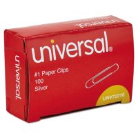 Universal® Paper Clips, Smooth Finish, No. 1, Silver, 1000/Pack